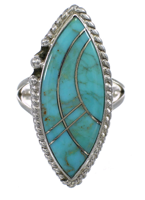 Silver Turquoise Ring Size 6-1/2 AX88009